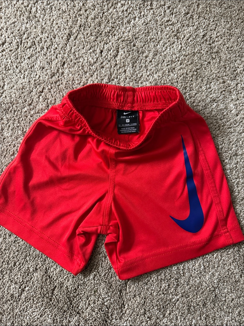 Nike Kids Red Shorts with Blue Swoosh boys 3T